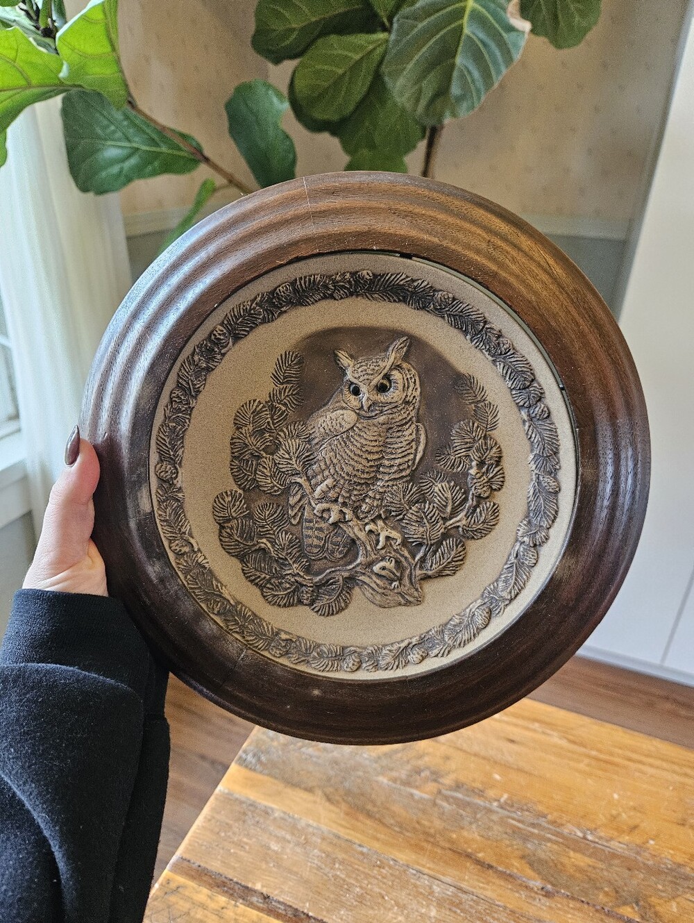 Vintage Owl Plate w/ Frame